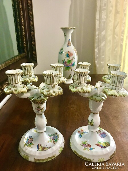 Pair of 4-branch candlesticks with Victoria pattern from Herend