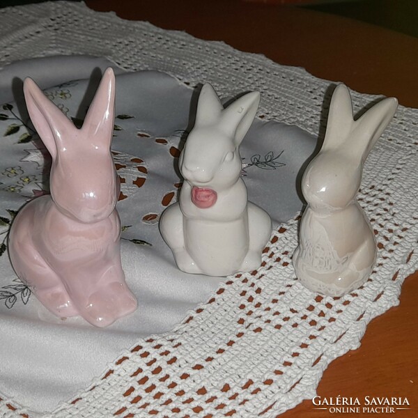 3 porcelain bunnies