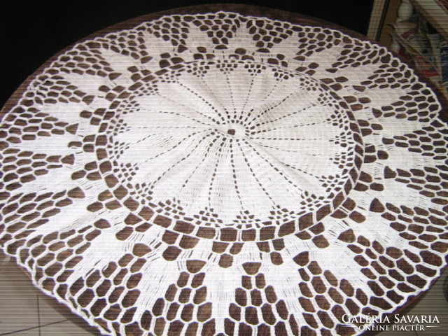 Beautiful filigree handmade crochet round needlework tablecloth