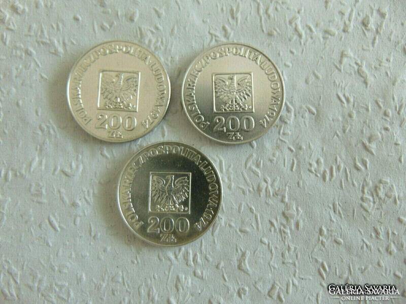 Poland silver 200 zlotys 1974 3 pieces lot!