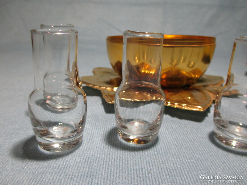 Pear liqueur, brandy set with 6 small glass glasses