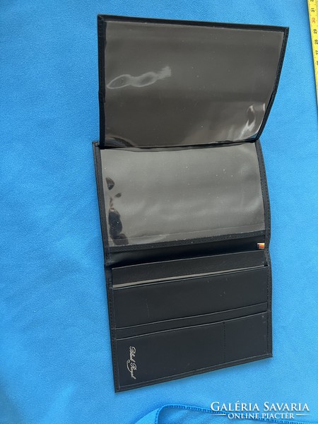 Black Royal fekete bőr pénz-, kártya-, irat tartó ajándék zacskóban