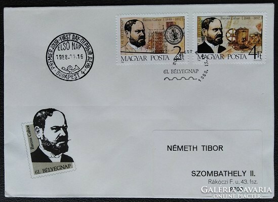 Ff3942-3 / 1988 stamp day - gábor baross stamp series ran on fdc