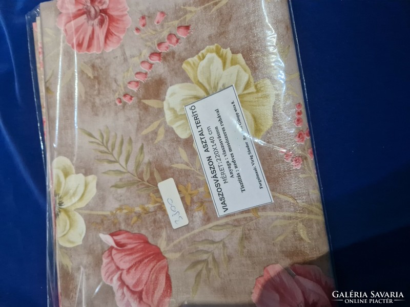 Waxed canvas table cloth with flowers