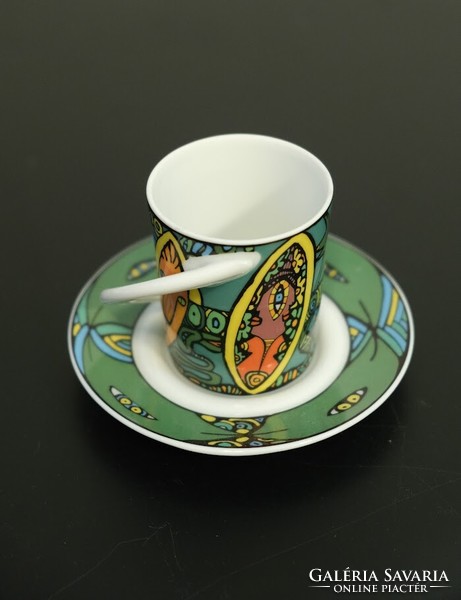 Designed by Irene Wieland, colorful mocha cup and saucer by Rosenthal