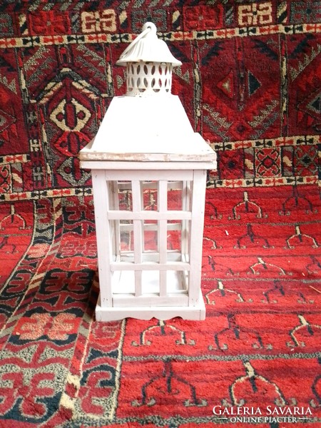 Antique style white painted wooden lantern lamp candle holder candle holder mood lighting large 43 cm