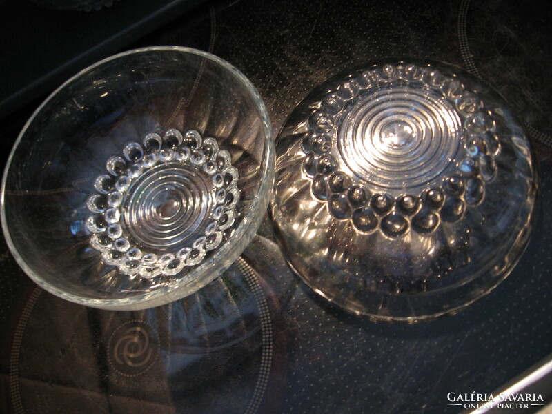 Retro beaded, bubbly Reims France glass bowl, 2 smaller, 50 years old