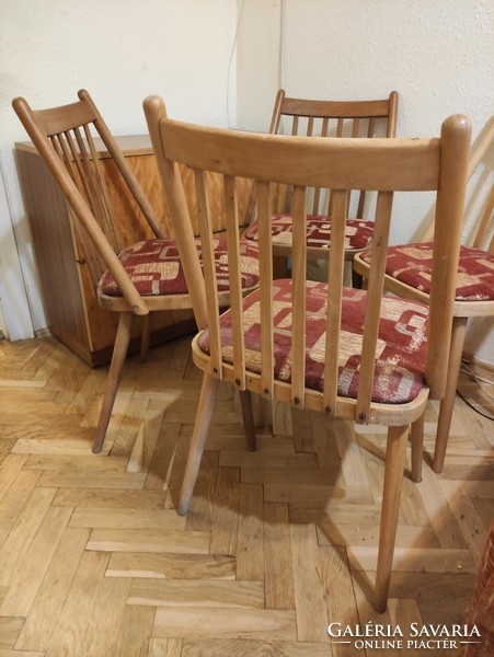 Set of 4 cane-backed chairs designed by Gábriel Frigyes, 1960s and later, Hungarian retro design