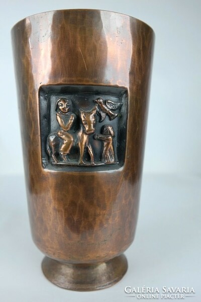 Copper vase by Hungarian industrial artist Margit Tevan - 51915