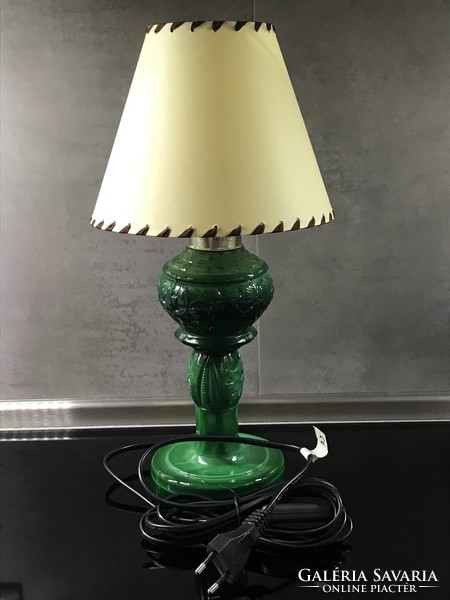 Malachitüveg asztali lámpa, Schlevogt dizájn, 40 cm magas