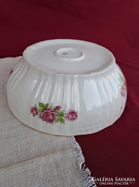 Zsolnay rózsás porcelán pogácsástál tál pörköltes köretes hagyaték porcelán