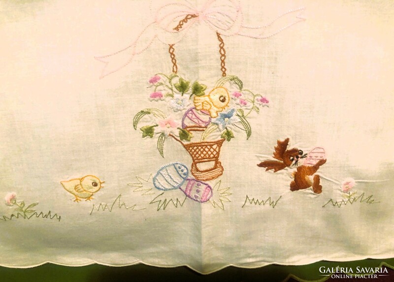 Easter beautiful embroidered cotton tablecloth 84 x 84.