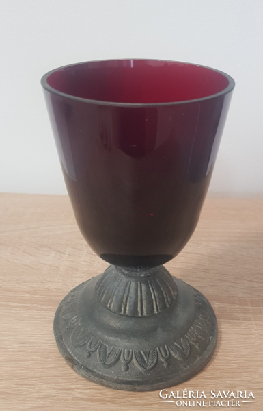 Biedermeier? Burgundy glass goblet