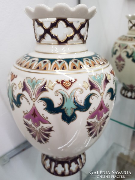 Openwork vase with Persian pattern by Zsolnay