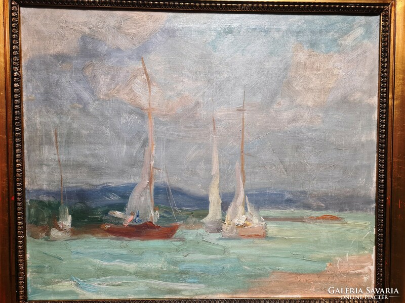 Imre Goór -Balaton sailboats-balatonlelle 1959-