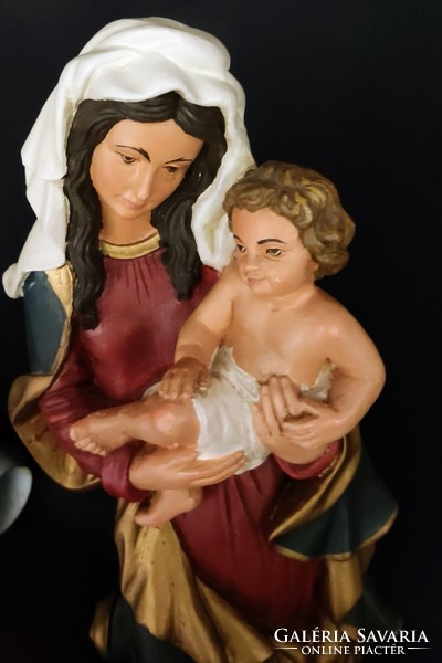 Virgin Mary with baby Jesus wooden statue large size 48 cm
