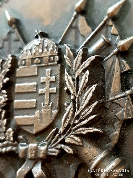 Gyönyörű címeres  régi honvédségi bronz  plakett  8 cm HONVÉDSÉGÉRT elismerő plakett
