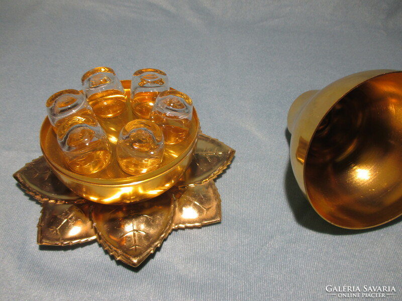 Pear liqueur, brandy set with 6 small glass glasses