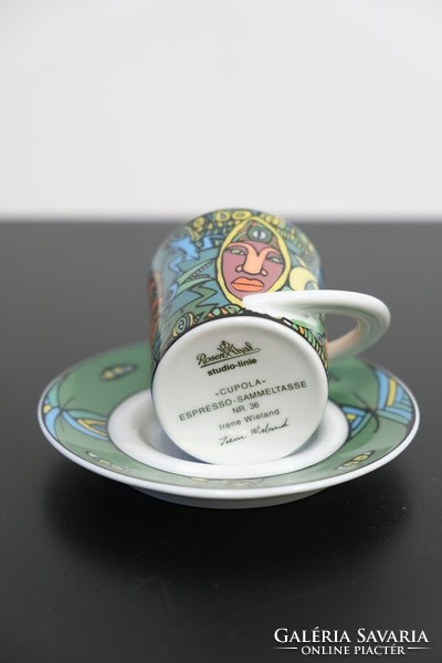 Designed by Irene Wieland, colorful mocha cup and saucer by Rosenthal