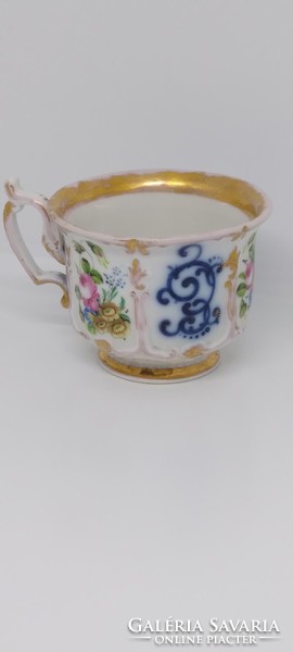 Biedermeyer collector's cup with a beautiful hand-painted floral design from the 1850s