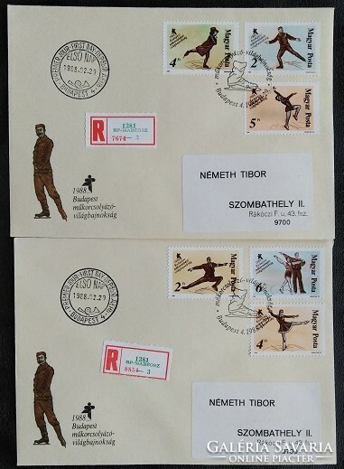 FF3898-903 / 1988 Műkorcsolyázó VB bélyegsor FDC-n futott