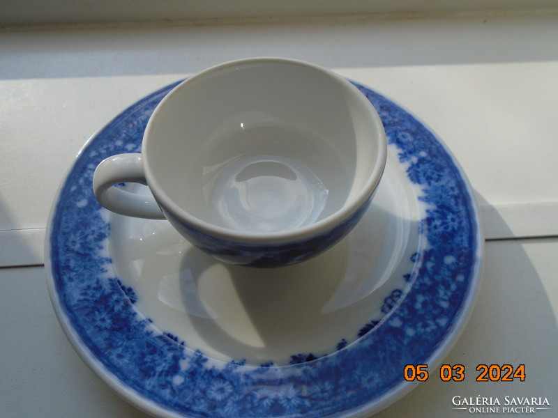 Dense cobalt flower pattern thick-walled coffee cup with a larger plate from the German company Bauscher Weiden