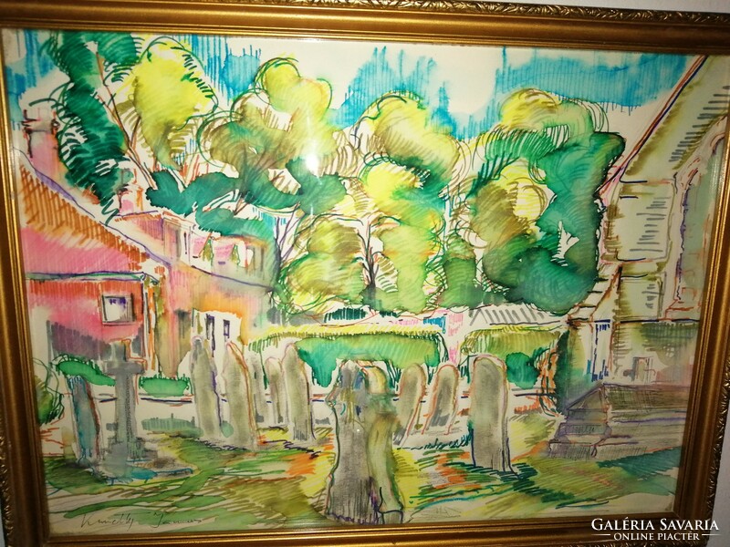Szentendrei temető. Híres magyar festőművésznek tulajdonított festmény , csak 1 hétig aukción.