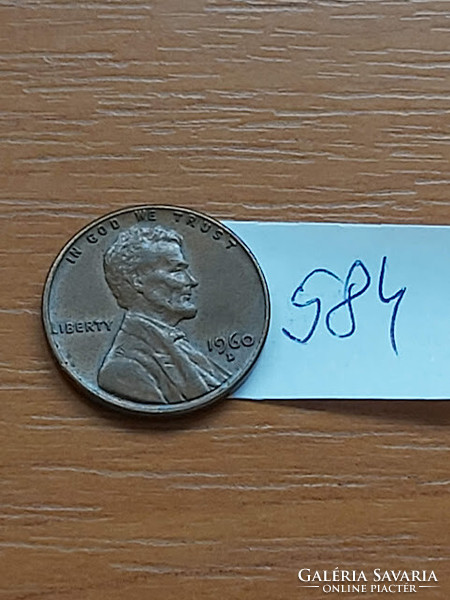 Usa 1 cent 1960 d, copper-zinc, abraham lincoln 584