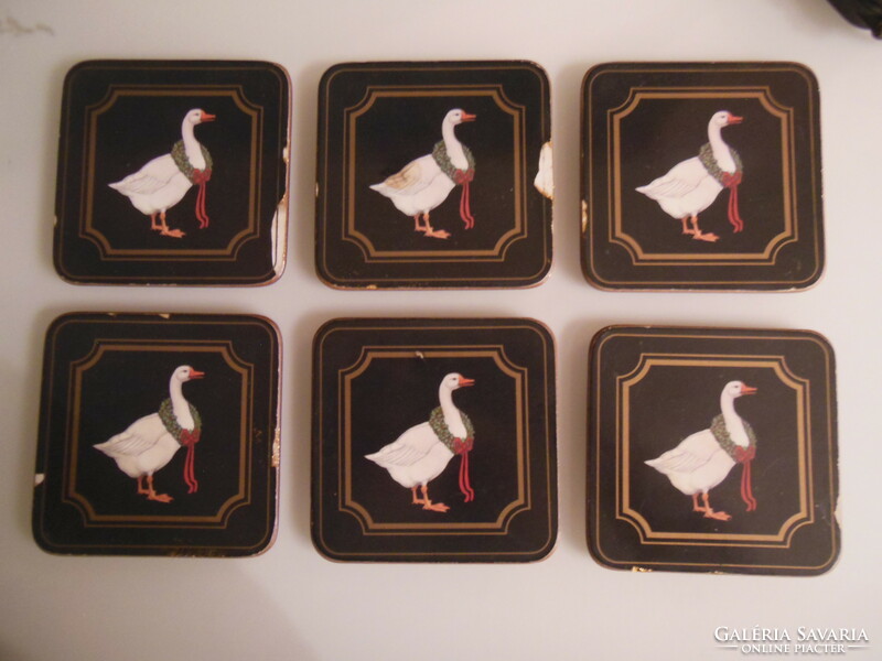 Coasters - 6 pcs - old - English - cork - 10.5 x 10.5 cm