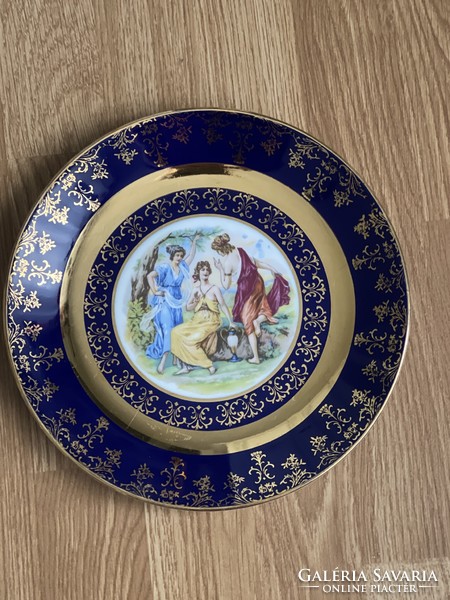 Beautiful Czechoslovak scene with richly gilded decorative plate.