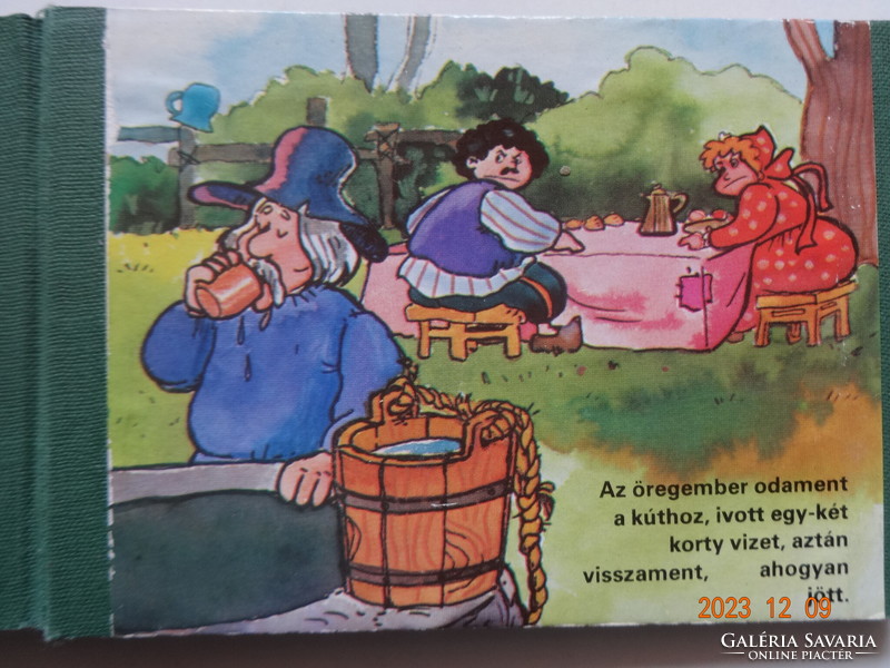 Grimm: A HÁLÁTLANSÁG JUTALMA - régi kemény lapos mesekönyv, leporelló Haui József rajzaival (1989)