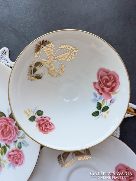 Wonderful art deco kronester bavaria classic rose breakfast tea cup set, trio