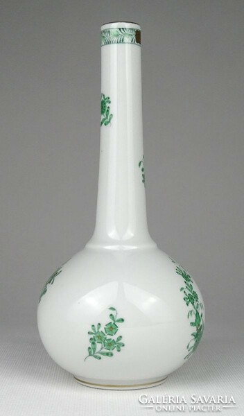 1Q681 Zöld indiai kosár mintás Herendi porcelán váza 19 cm