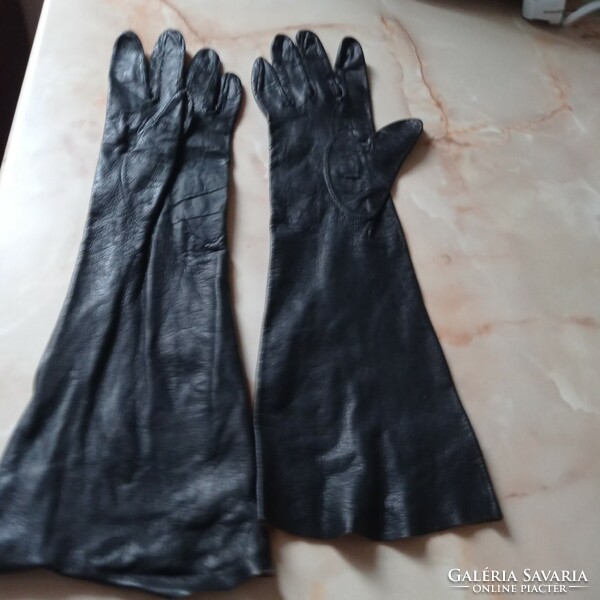 Antique, long-handled, thin, soft, women's leather gloves