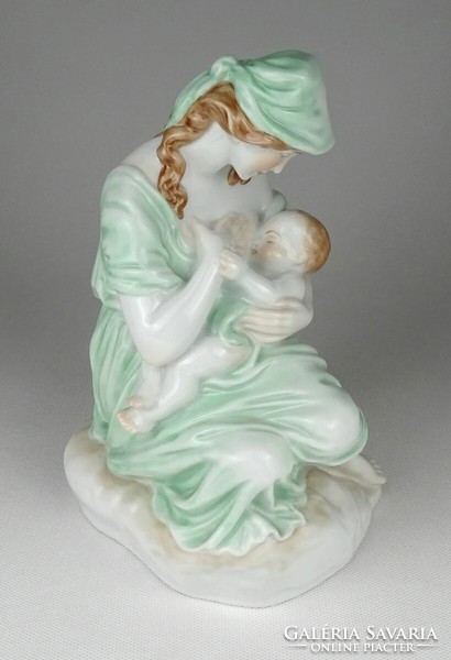 1Q682 Herendi porcelán szoptató anya gyermekével figura 20 cm