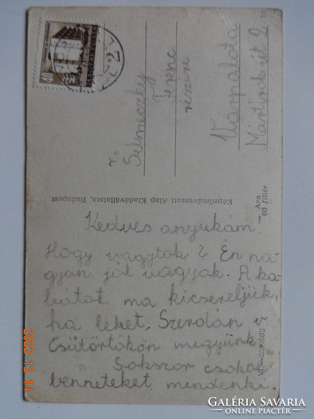 Old postcard: Győr, bishop's castle detail (50s)