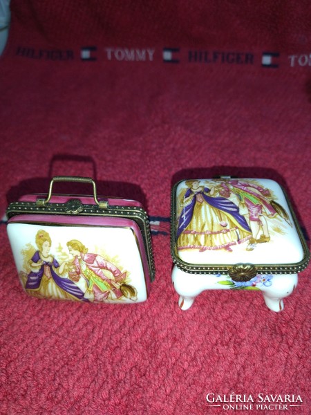 2 pieces of beautiful baroque style porcelain jewelry holders
