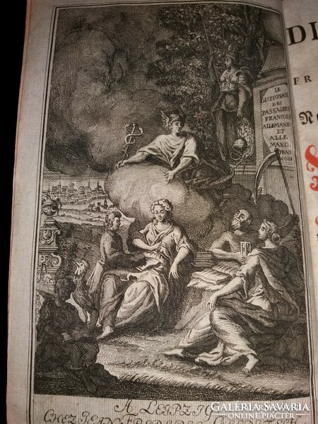1780.﻿ antik Johann Leonhard Frisch-Jakob Mauvillon : Német-Francia gótbetűs szótár a képek szerint