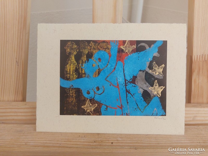 Unique abstract lithograph by Hugo Wulz, signed, with cover letter and brochure