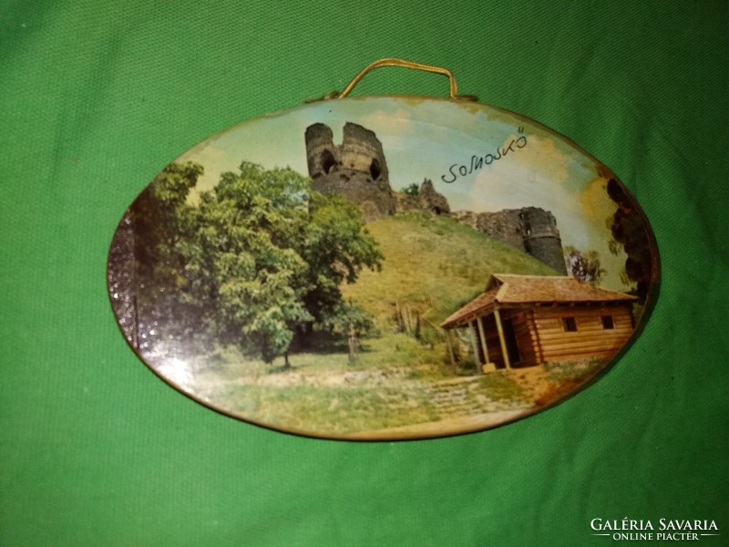 1975. Somoskő wood-encrusted wall picture travel souvenir souvenir 20 x 10 cm according to the pictures