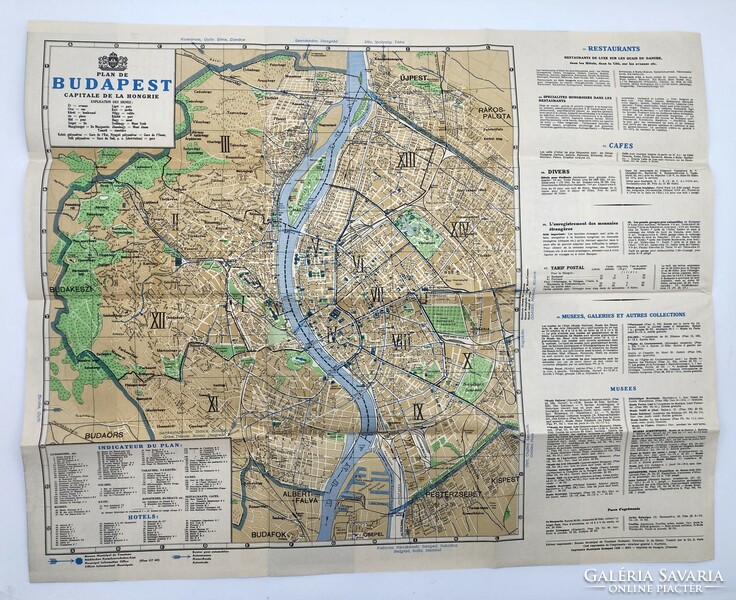 Budapest tourist map and illustrated guide from 1938, in French