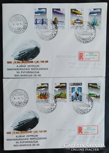 Ff3449-55 / 1981 famous flights of zeppelin stamp series ran on fdc