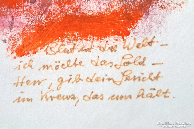 Cross - contemporary image with unique technique - signed Austrian v. German Religious Abstract, 1992