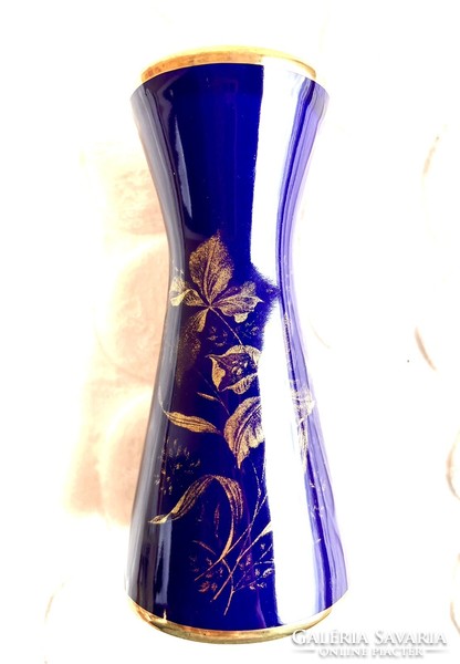 Királykék arannyal díszített  Royal KPM Bavaria Echt Cobalt porcelán váza
