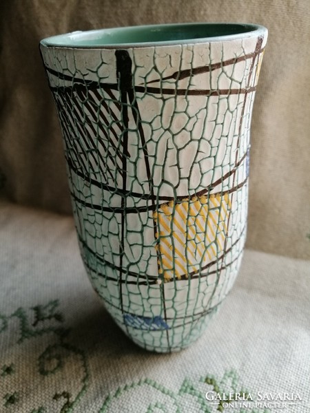 Cracked glazed ceramic vase