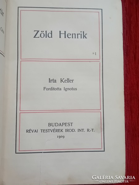 Antiquarian book 1909 keller: green henrik novel
