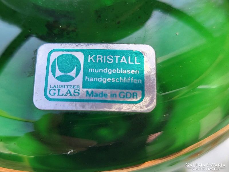 Vintage, NDK Lausitzer szájjal fújt / kézzel csiszolt kristály asztali lámpa_nagyon ritka!