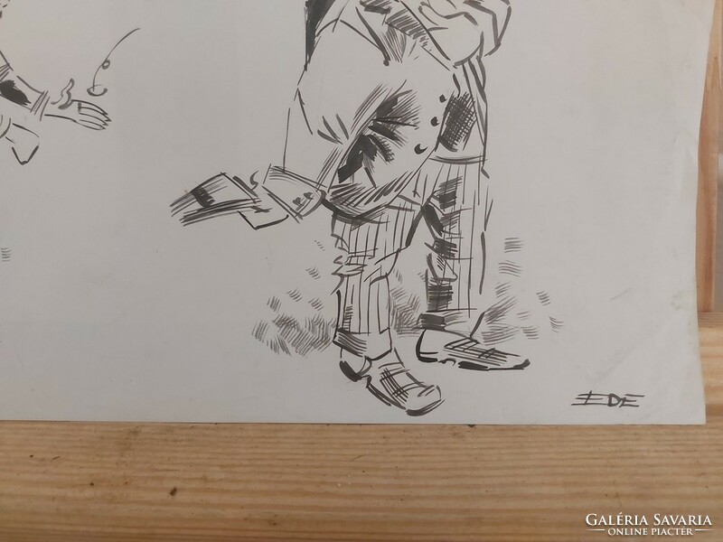 (K) signed ede caricature 30x21 cm