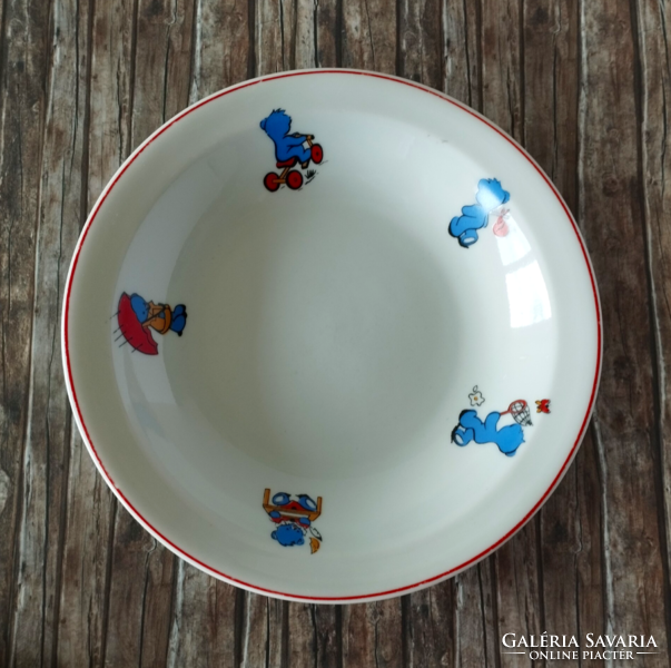 Set of 3 porcelain children's plates with an old teddy bear pattern