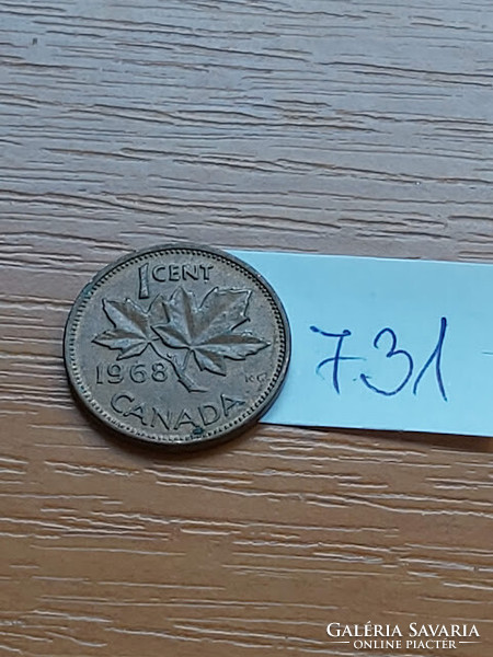 Canada 1 cent 1968 ii. Queen Elizabeth, bronze 731